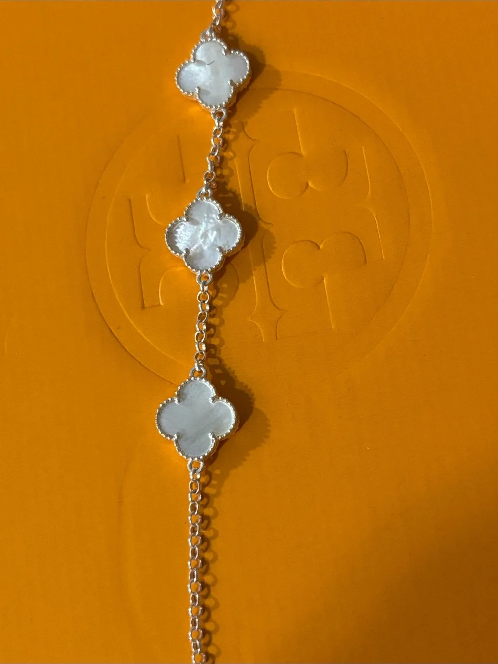 Mother-of-Pearl Clover Link Bracelet - White Silver 925